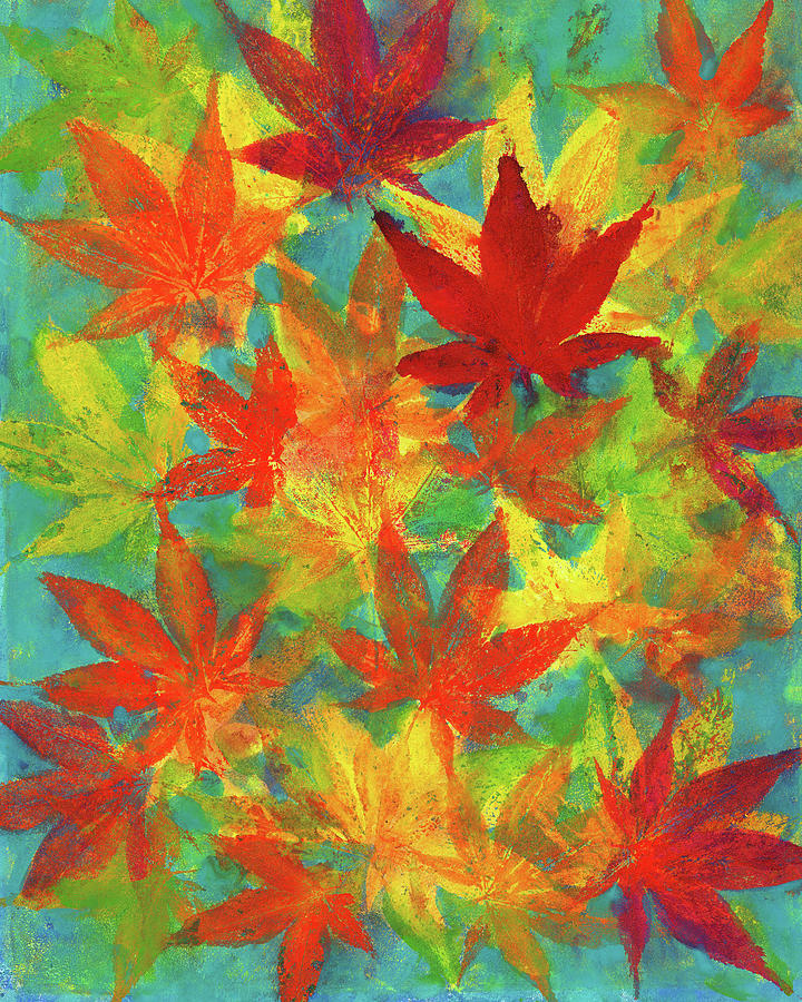 Colorful maple leaves Painting by Karen Kaspar