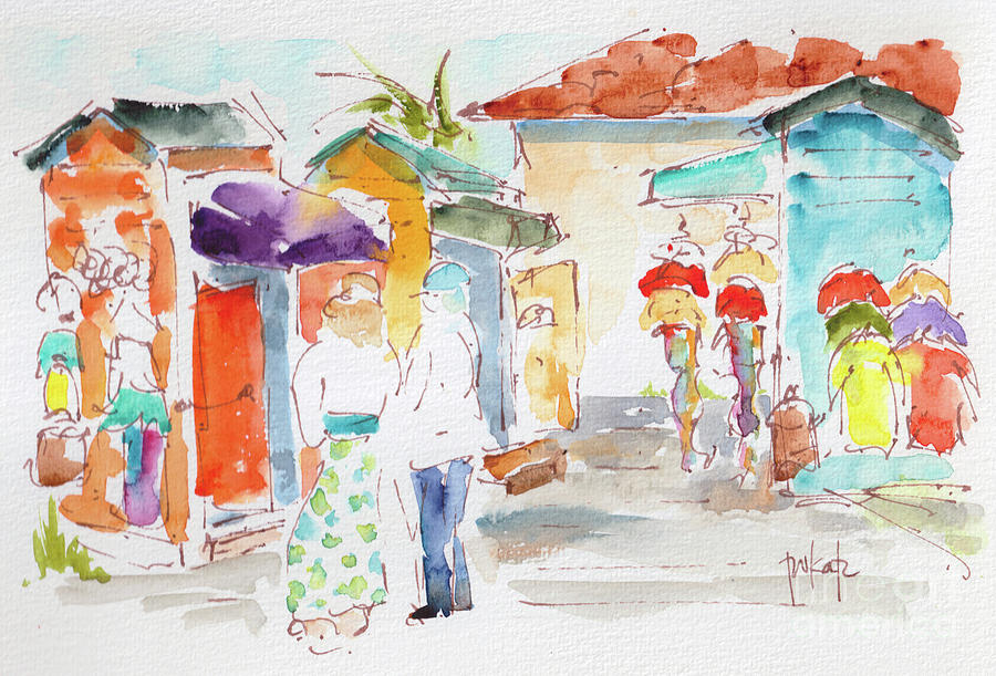 Colorful Marketplace Nassau Bahamas Painting by Pat Katz