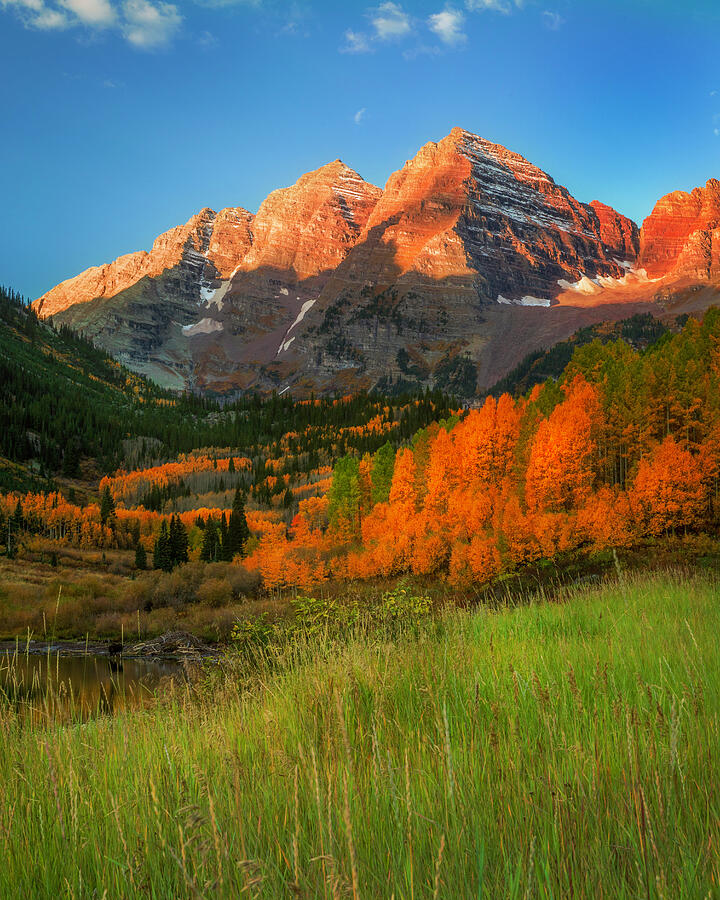 Colorful Maroon Bells Autumn Morning Landscape Photograph by Dan Sproul Colorful Maroon Bells Autumn Morning Landscape Photograph by Dan Sproul