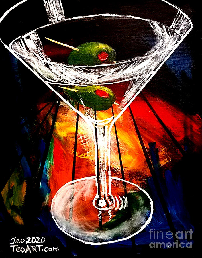 Colorful Martini Art - Olives Painting