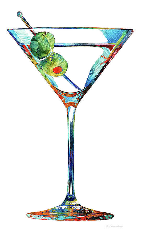 Colorful Martini Glass Art - Cheers - Sharon Cummings Painting by Sharon Cummings