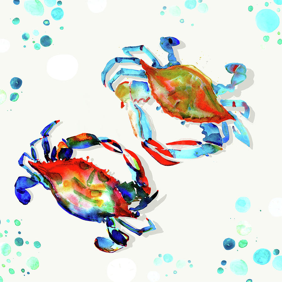 Colorful Maryland Blue Crab Illustration Painting By Melissa Macmichael