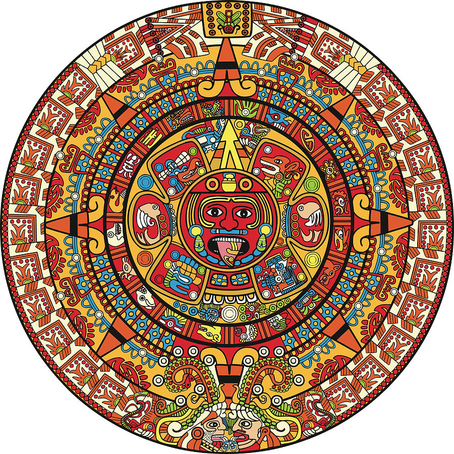 Colorful Mayan Calendar Poster love Painting by Joe Gordon | Fine Art ...