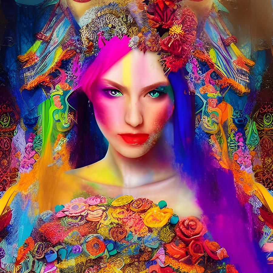 Colorful Mixed Media Fashion Model Digital Art By Cassie Peters - Fine 