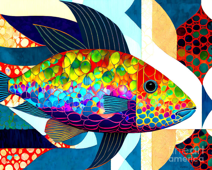 Colorful Modern Contemporary Fish 20230115a Mixed Media by Wingsdomain Art and Photography