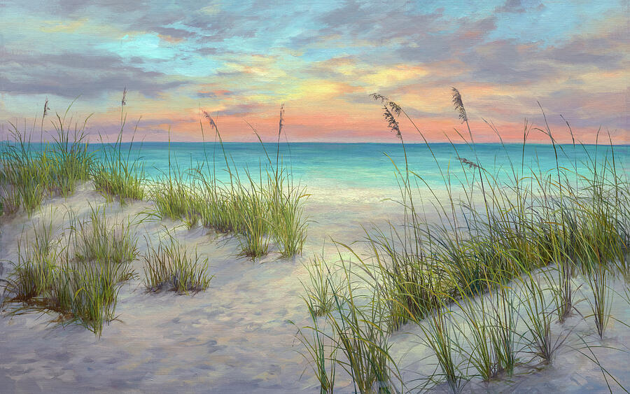 Summer Painting - Colorful Morning SeaOats  by Laurie Snow Hein