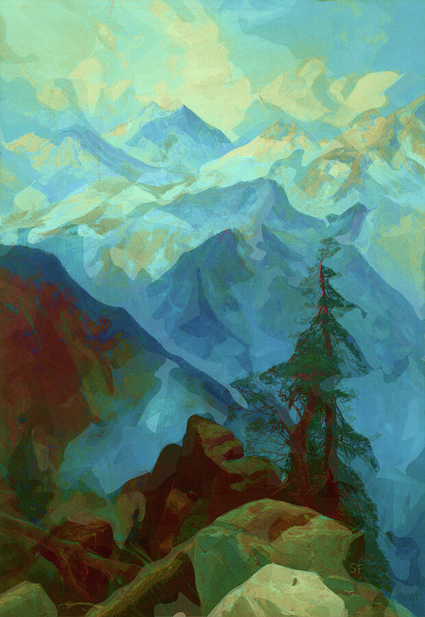 Colorful Mountain Scenery  Mixed Media by Shelli Fitzpatrick
