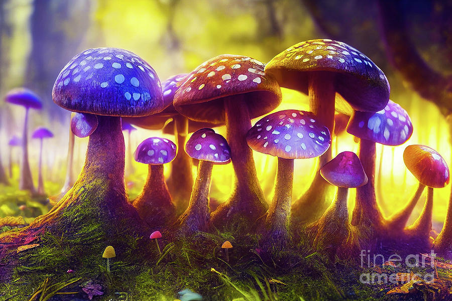 Colorful Mushrooms Digital Art by Billy Bateman - Pixels