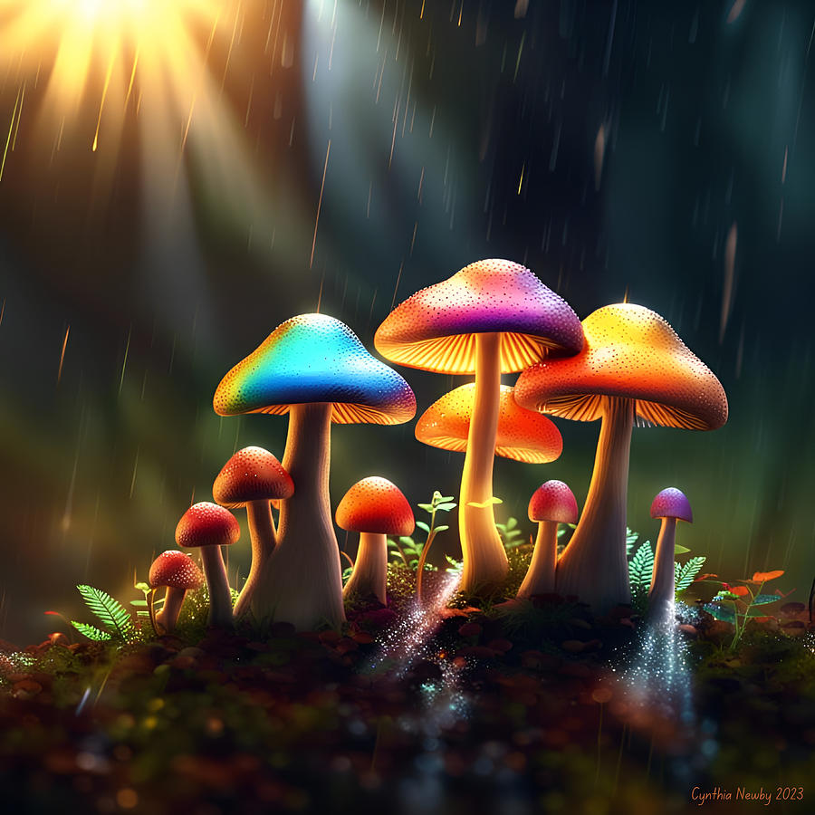 Colorful Mushrooms Digital Art by Cindys Creative Corner