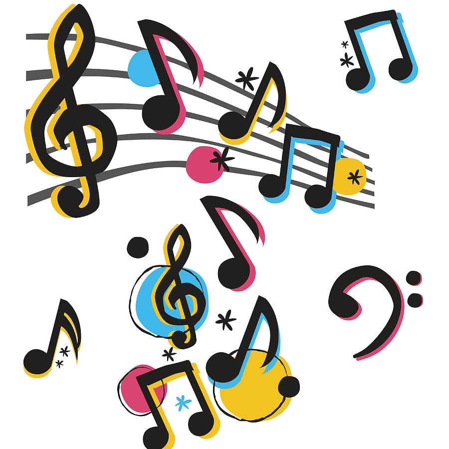 Colorful Musical Notes Pattern Poster Painting by Reynolds Paul - Fine ...