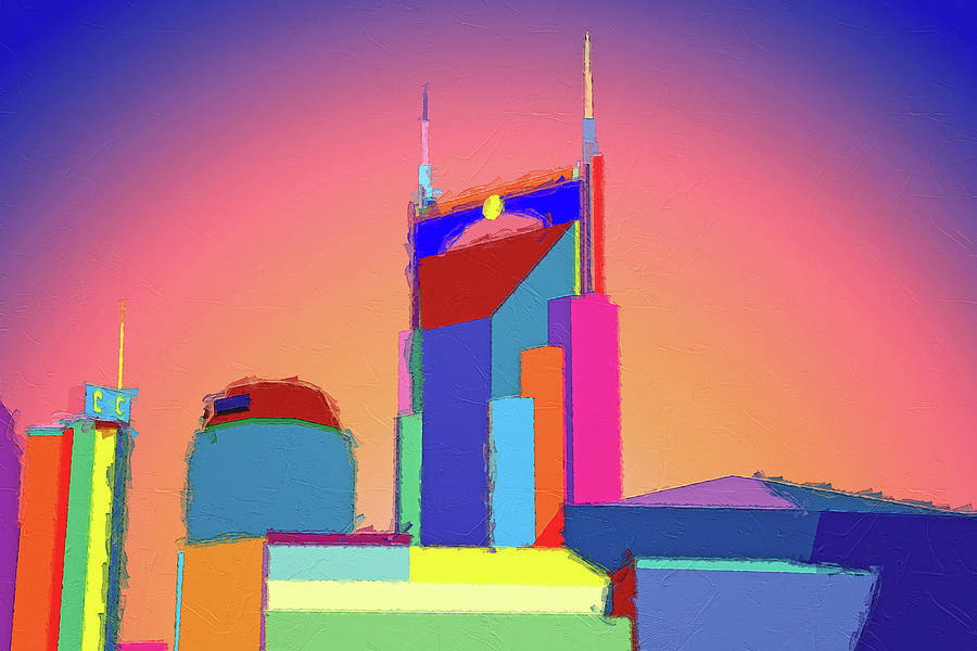 Nashville Painting - Colorful Nashville Skyline by Dan Sproul