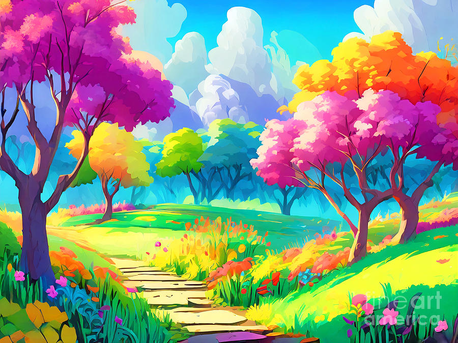 Colorful Nature VI Painting by Munir Alawi