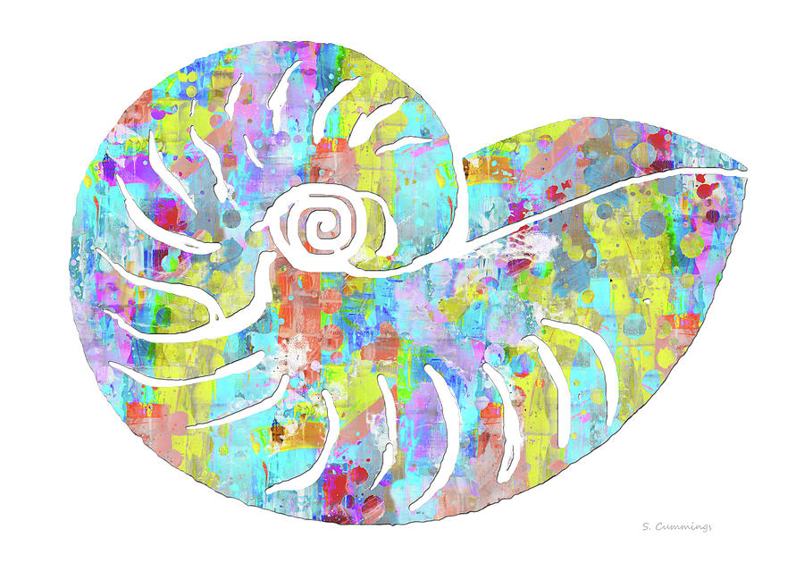 Colorful Nautilus Shell Fresh Color Art Painting by Sharon Cummings