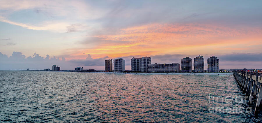 Colorful Navarre Beach Sunset Pano Photograph by Jennifer White - Fine ...