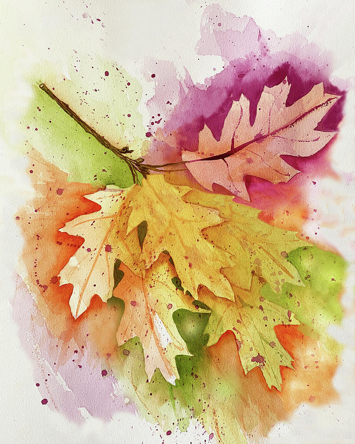Colorful Oak Leaves Painting by Deborah League