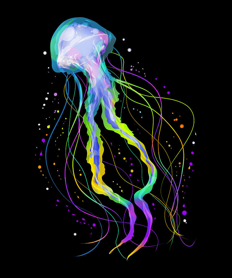 Colorful Ocean Jelly Fish - Psychedelic Jellyfish Digital Art by Jan ...