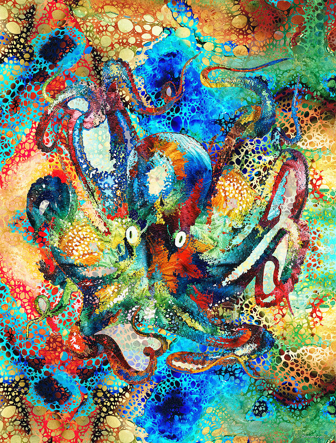 Octopus Painting - Colorful Octopus Art - Hidden Gem - Sharon Cummings by Sharon Cummings