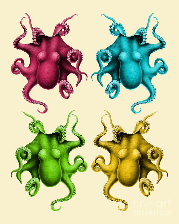 Octopus Digital Art - Colorful Octopus Collection by Madame Memento