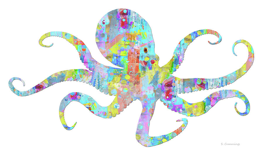 Colorful Octopus Fresh Color Art Painting by Sharon Cummings