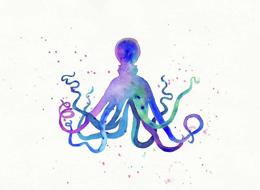 Colorful Octopus Watercolor Painting by Deborah League