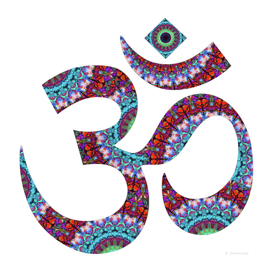 Om Symbol Painting - Colorful Om 11 - Red and Blue Art - Sharon Cummings by Sharon Cummings Om Symbol Painting - Colorful Om 11 - Red and Blue Art - Sharon Cummings by Sharon Cummings