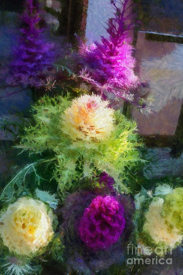 Colorful Ornamental Cabbage Mixed Media by Eva Lechner