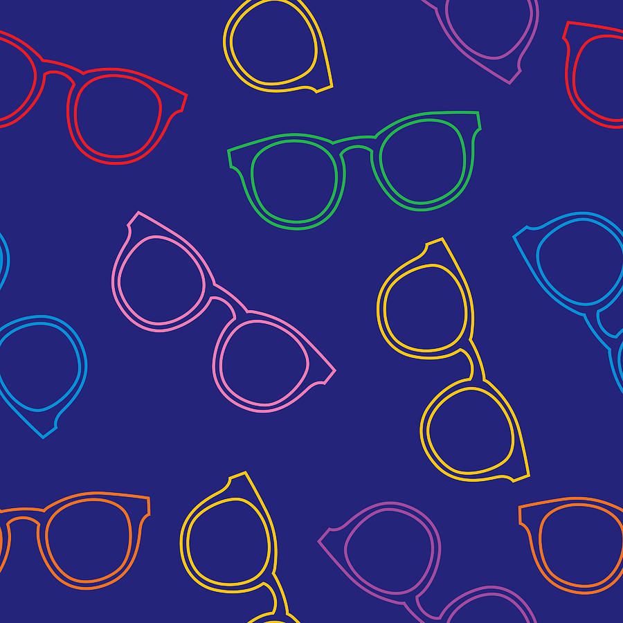 Colorful Outline Eyeglasses Seamless Pattern Drawing by RobinOlimb