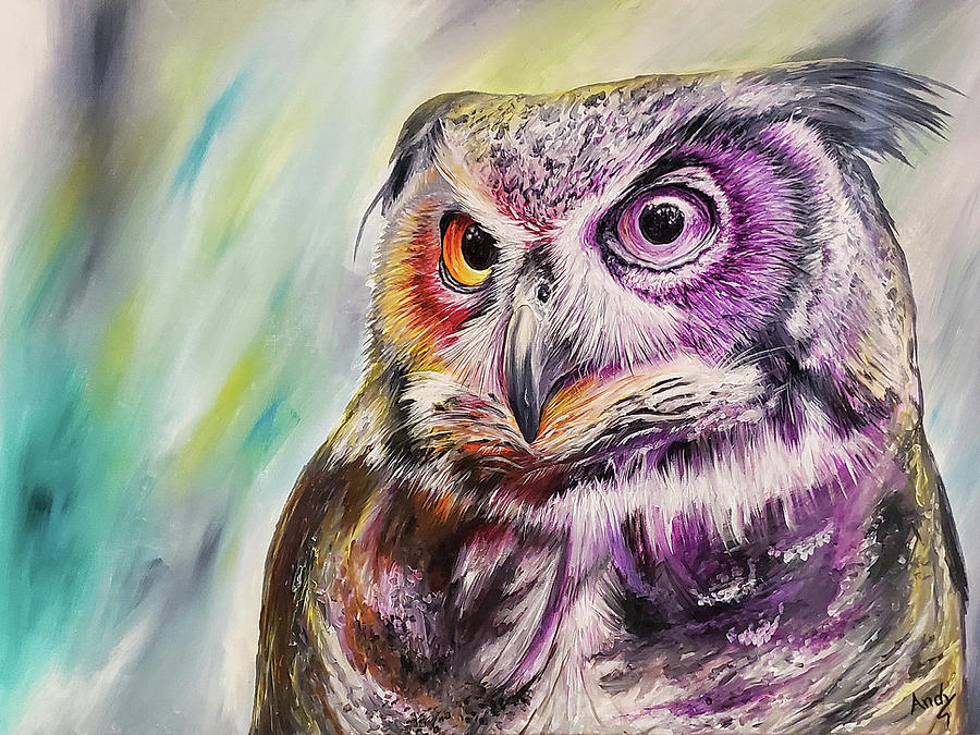 Colorful Owl Painting by Andrew Phillips | Pixels