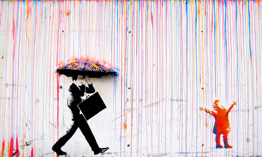 Colorful Paint Rain - Street Art Mural Banksy Original Photograph by My Banksy