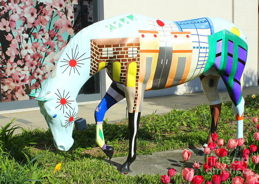 Colorful Painted Horse - Public Art Photograph by Dora Sofia Caputo