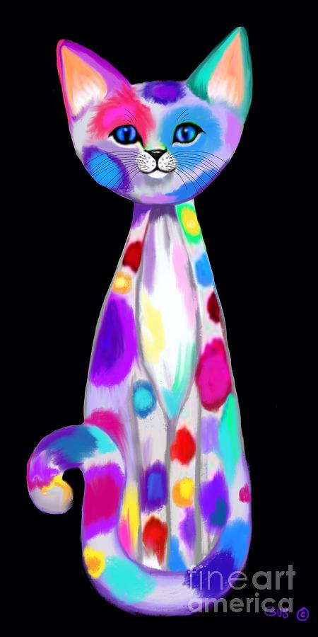 Colorful Painted Kitty Cat Digital Art