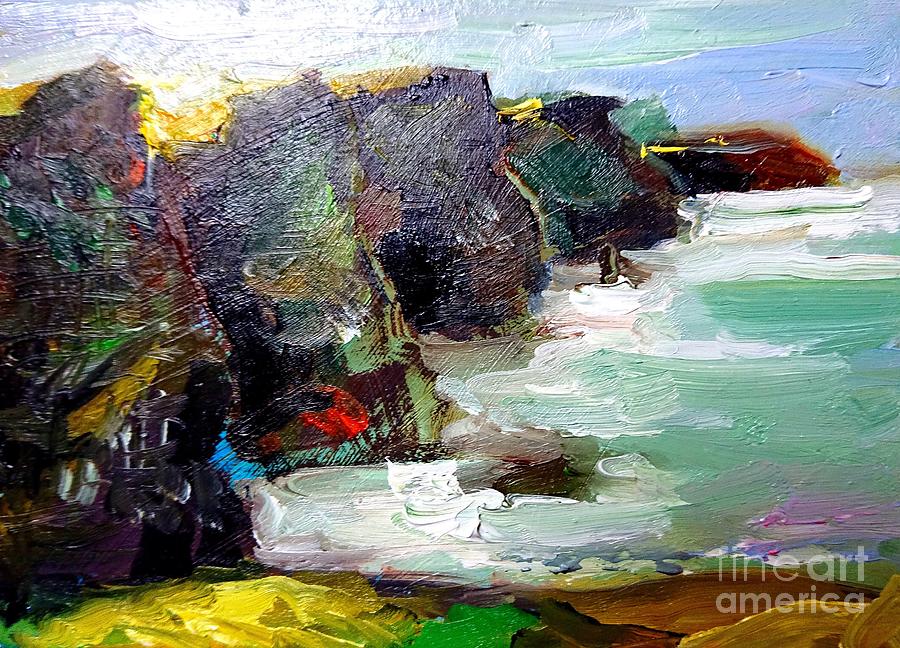 Colorful painting of cliffs of moher  Painting by Mary Cahalan Lee - aka PIXI
