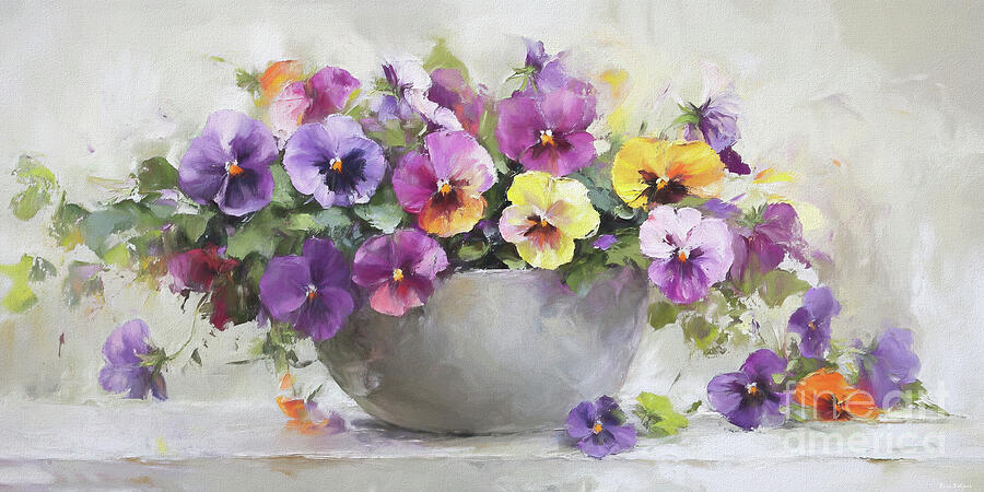 Colorful Pansy Flowers Painting by Tina LeCour Colorful Pansy Flowers Painting by Tina LeCour