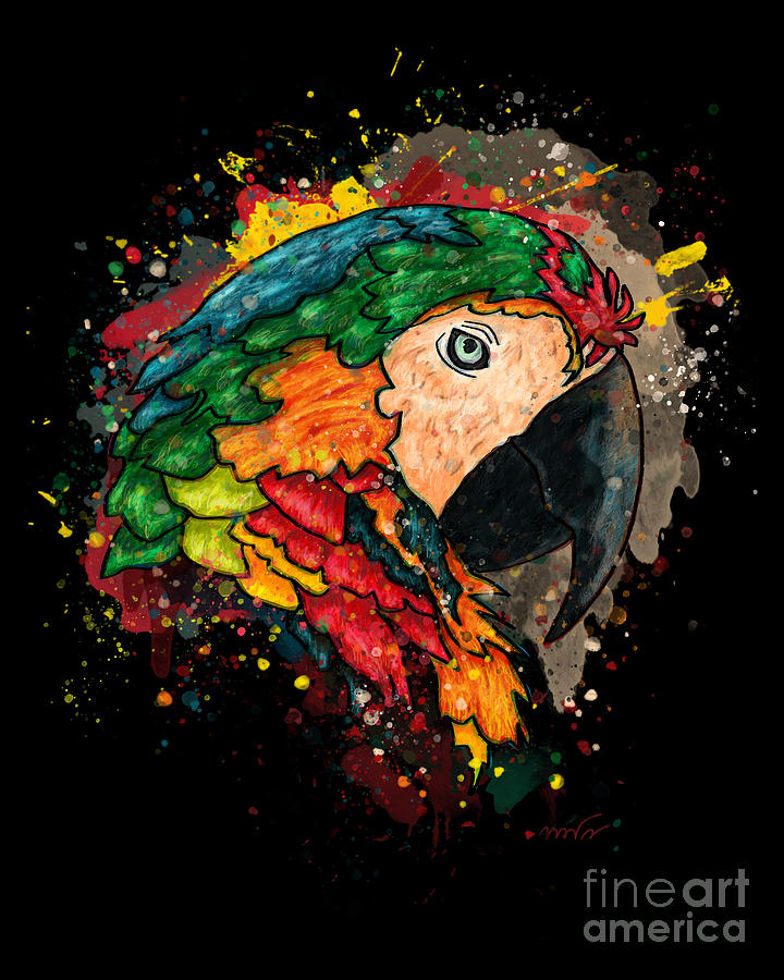 Colorful parrot head painting, Macaw parrot Painting by Nadia CHEVREL