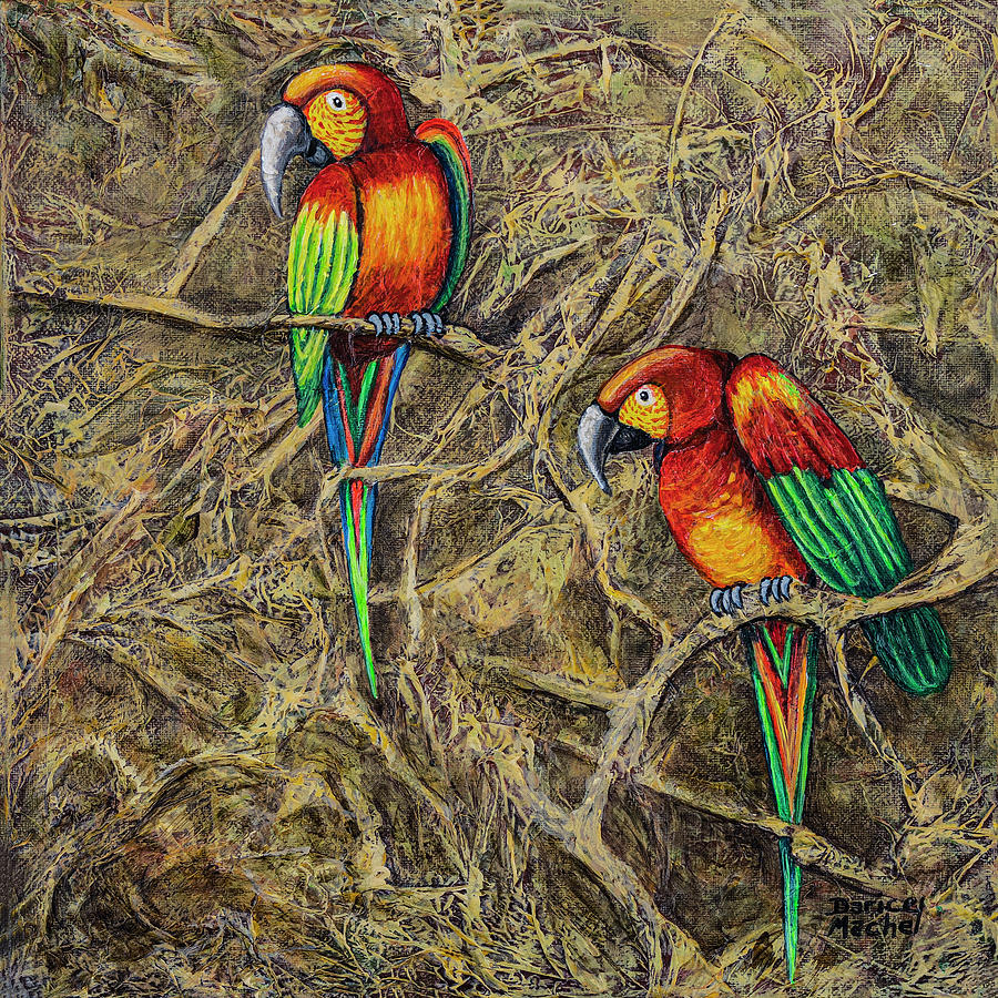 Colorful Parrots Painting by Darice Machel McGuire