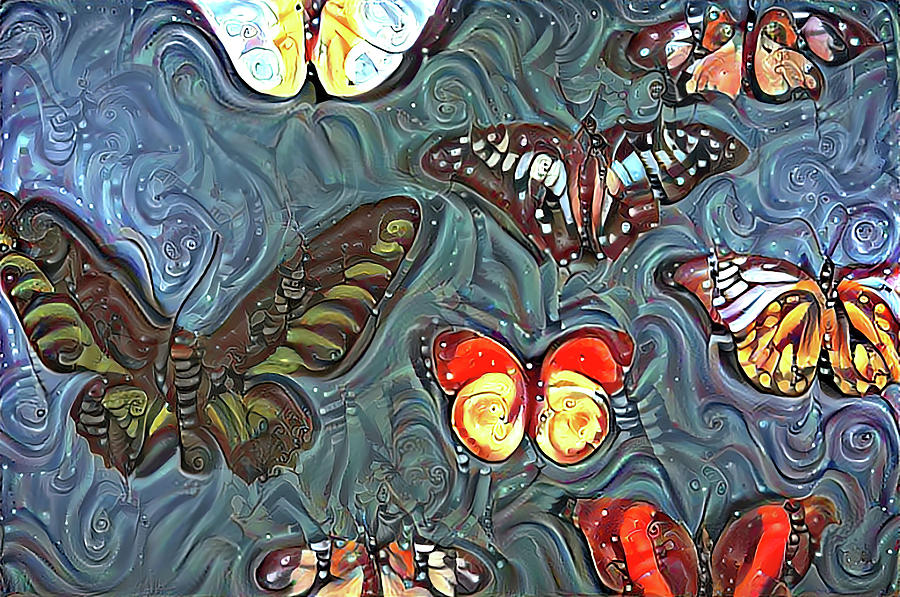 Colorful patterned butterflies 1224 Digital Art by Cathy Anderson