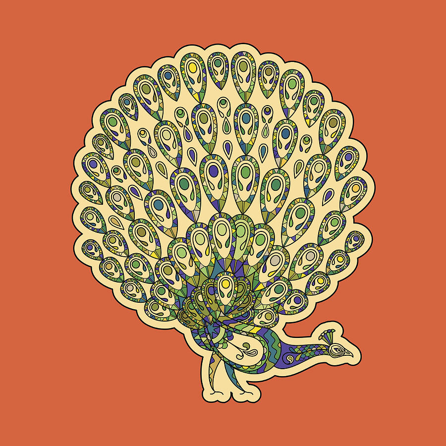 Colorful peacock sticker Drawing by S-s-s