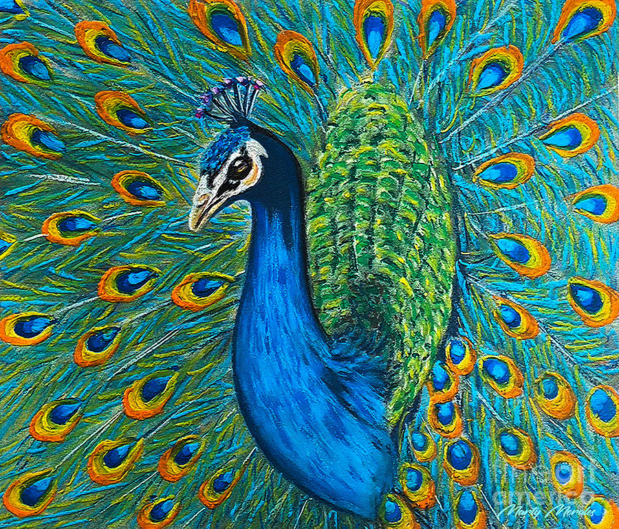 Colorful Peacock V1 Painting by Martys Royal Art