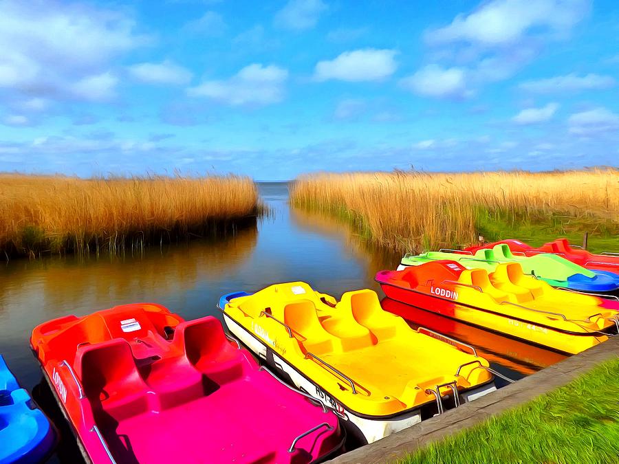 Colorful pedalos waiting for tourists Digital Art by Ralph Kaehne