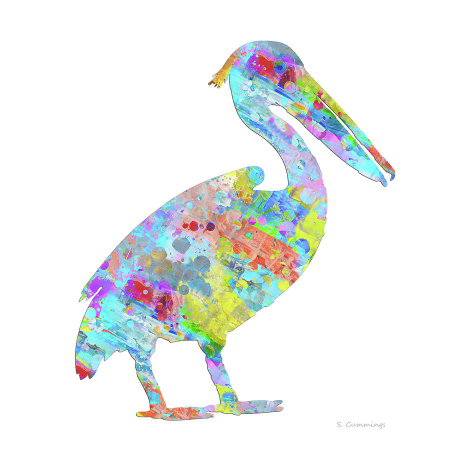 Colorful Pelican Fresh Color Art Painting by Sharon Cummings
