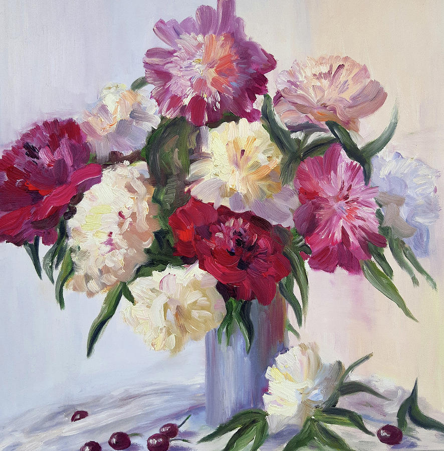 Colorful Peonies Painting by Pertsel Tatyana - Fine Art America