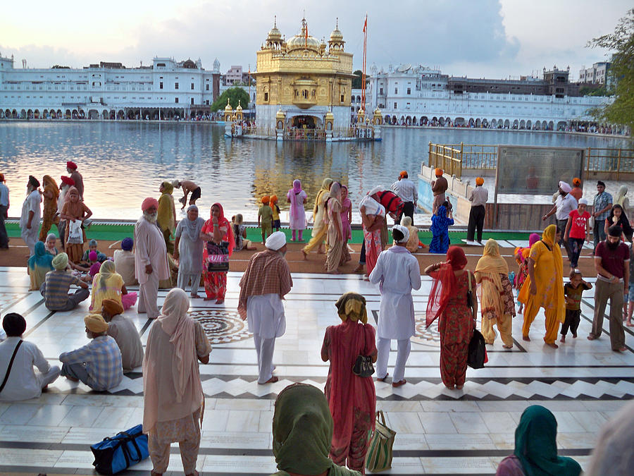 Colorful people at Golden Temple in Amritsar, India Photograph by Hailshadow