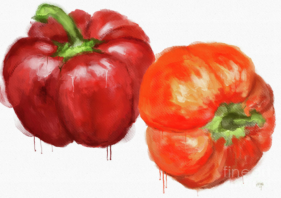 Colorful Peppers Digital Art by Lois Bryan