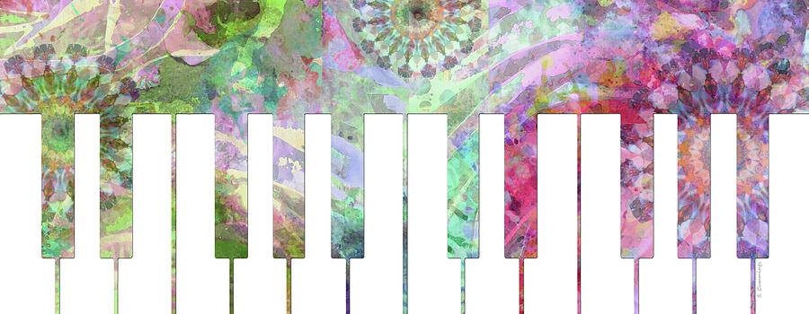 Colorful Piano Keys Fresh Color Music Art Painting by Sharon Cummings