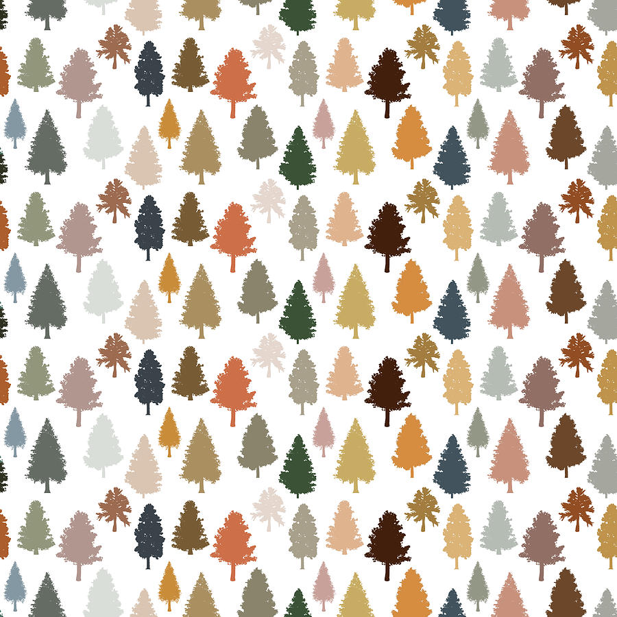 Colorful Pine Tree Pattern Digital Art by Jared Davies