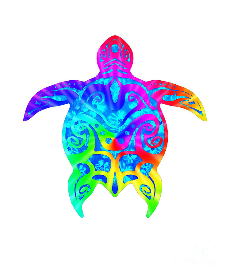 Colorful Polynesian Hawaiian Tribal Sea Turtle Digital Art by MacDonald ...