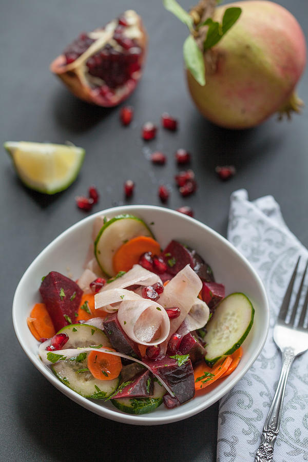 Colorful Pomegranate Salad Photograph by Angelafoto