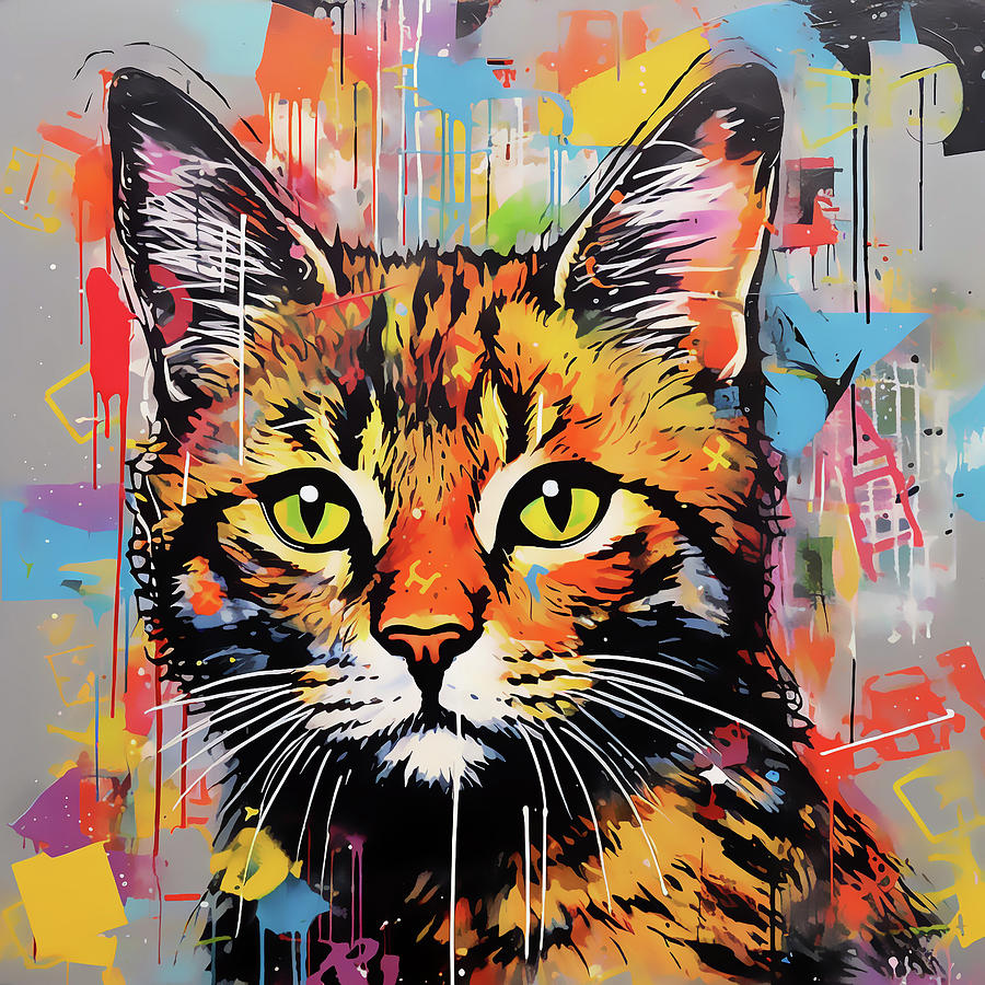 Colorful Popart Cat Digital Art by John Novis - Fine Art America