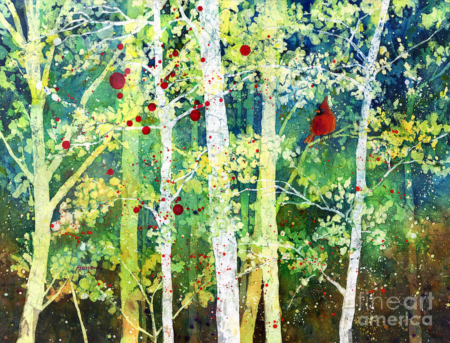 Cardinal Painting - Colorful Presence by Hailey E Herrera