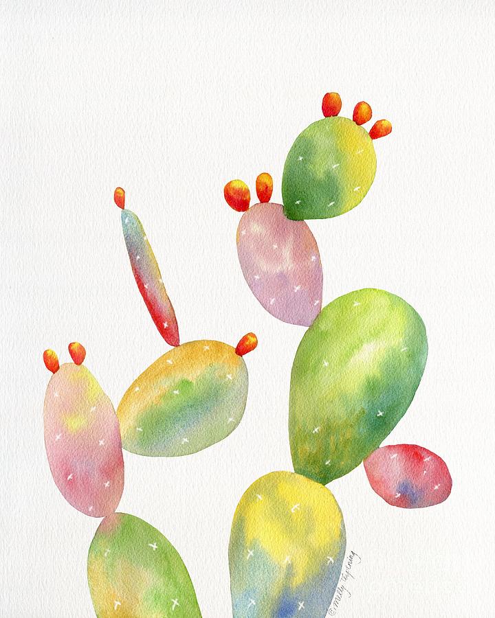 Colorful Prickly Cactus 1 Painting by Melly Terpening